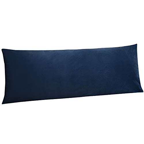NTBAY Velvet Body Pillow Cover, 20 x 54, Zipper, Navy Blue - color: Navy Blue, size: 54" x 20" (Pack of 1)