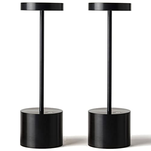 SAKRINGT 2 Pack Rechargeable Table Lamp, LED Cordless Table Lamp,5000mAh Battery Operated Portable Table Light,Dimming for Restaurant/Patio/Outdoor(Black) - color: 2 Pack Black