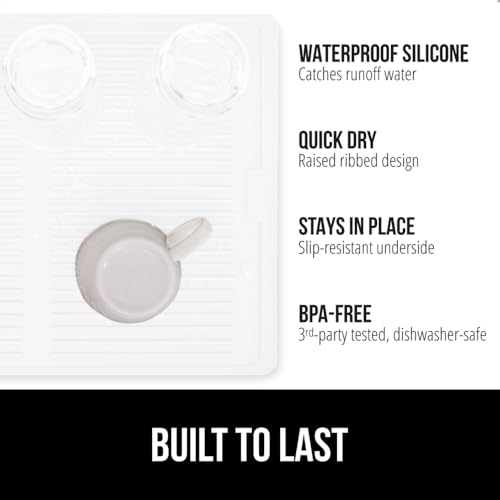 GORILLA GRIP Patented BPA-Free Silicone Dish Drying Mat, 18x16, White - color: White, size: 18" x 16", style: Silicone