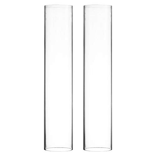 CYS EXCEL 2 PCS (H:16" D:3") Open Ended Glass Hurricane Candleholder Tube Shade | Multiple Size Choices Open Flame Candle Chimney Tube Cover | Bottomless Cylinder - size: 3" wide x 16" tall