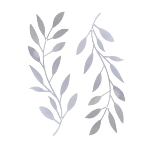 Deanvzes 2 Pieces Metal Tree Leaf Wall Sculptures Ornament Vine Olive Branch Leaf Wall Art Wrought Iron for Living Room Bar Hanging Ornaments (Sliver) - color: Sliver