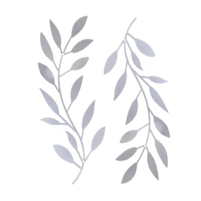 Deanvzes 2 Pieces Metal Tree Leaf Wall Sculptures Ornament Vine Olive Branch Leaf Wall Art Wrought Iron for Living Room Bar Hanging Ornaments (Sliver) - color: Sliver