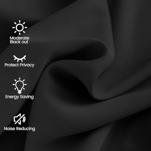 Extra Long Grommet Blackout Curtains, 1 Panel, Black, W52 x L240 - color: Black, size: 52"W x 240"L (Pack of 1)