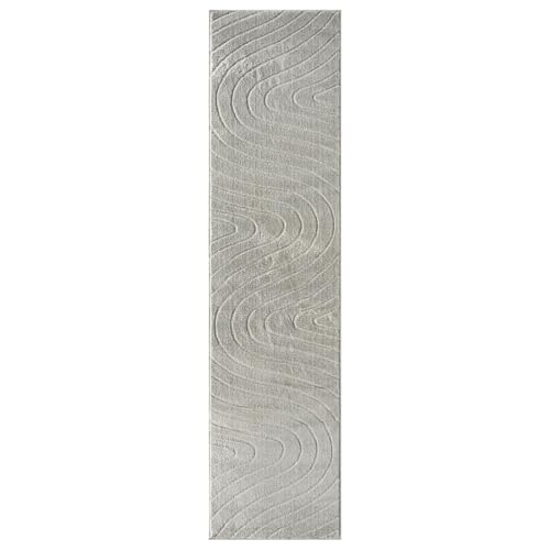 LUXE WEAVERS Modern Geometric Wave Gray 2x8 Area Rug - color: Grey, size: 2' x 8' (Runner)