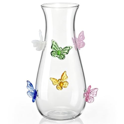 8.5" 3D Butterfly Glass Vase Centerpiece for Wedding, Colorful