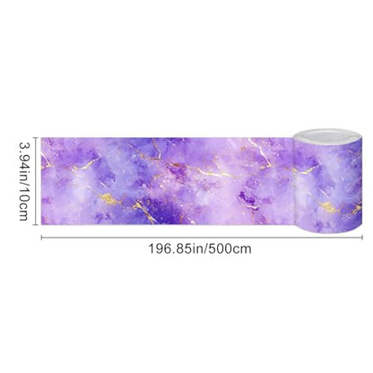 HOMETITUTE Peel and Stick Wallpaper Border 4x196in Purple Galaxy Pattern - color: Purple