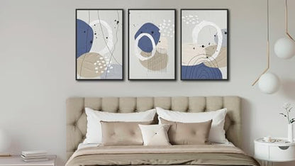 Large Framed Wall Art, Neutral Botanical Abstract Line Art, 16"x24"x3 - color: gray, size: 16"x24"x3 Framed