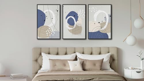 Large Framed Wall Art, Neutral Botanical Abstract Line Art, 24"x36"x3 - color: gray, size: 24"x36"x3 Framed