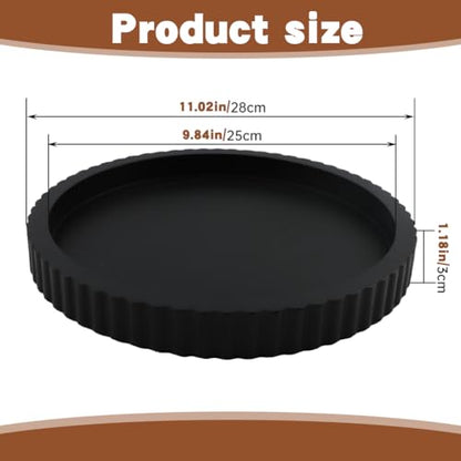 Black Round Wood Tray, 11 in Fluted Vanity Tray - color: Black