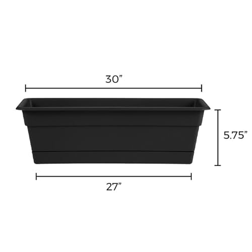 Bloem Dura Cotta 30" Plastic Window Box Planter with Saucer, Black, 3-Pack - color: Black, size: 30" (Pack of 3)