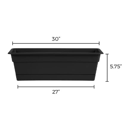 Bloem Dura Cotta 30" Plastic Window Box Planter with Saucer, Black, 3-Pack - color: Black, size: 30" (Pack of 3)