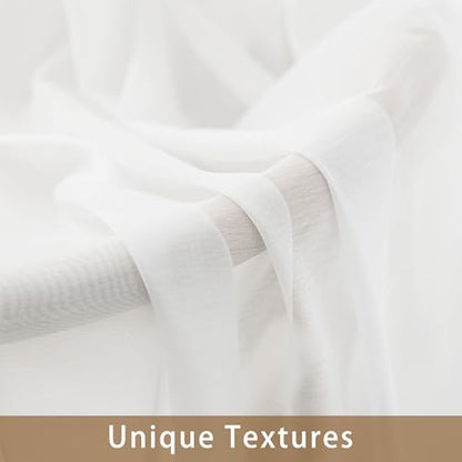 White Sheer Curtains 108 Inches Extra Long Rod Pocket - color: White, size: 42"W x 108"L (Pack of 2)
