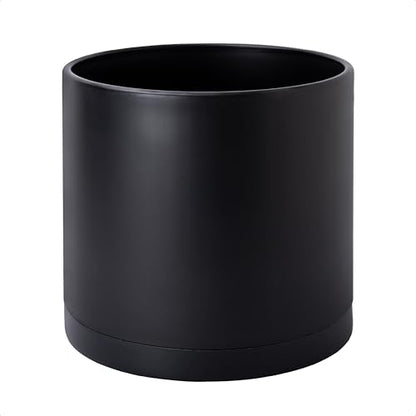 D'vine Dev Plastic Planter Pot with Saucer, 12 in, Black, 74-X-B-3 - color: Matte Black, size: 12 Inch