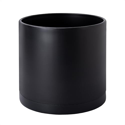 D'vine Dev Plastic Planter Pot with Saucer, 12 in, Black, 74-X-B-3 - color: Matte Black, size: 12 Inch