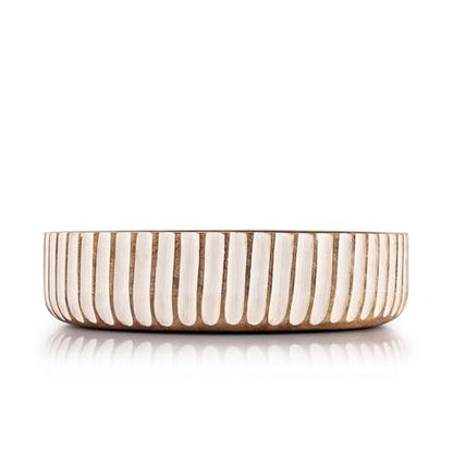 Kimona Fruit Bowls Wood Fruit Bowl or Decorative Bowl for Table Décor for Kitchen Counter or Farmhouse Christmas Centerpiece (10" X 10" X 2.5")