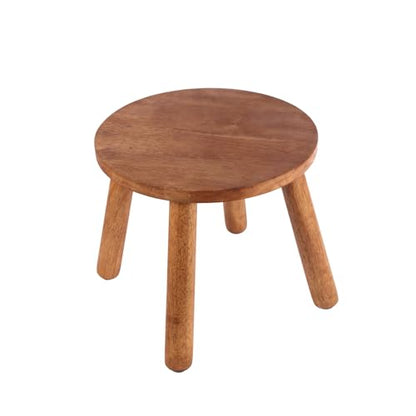 Round Solid Wooden Stool,Plant Stand,Step Stool,Walnut,10" H - color: Walnut, size: 10inch