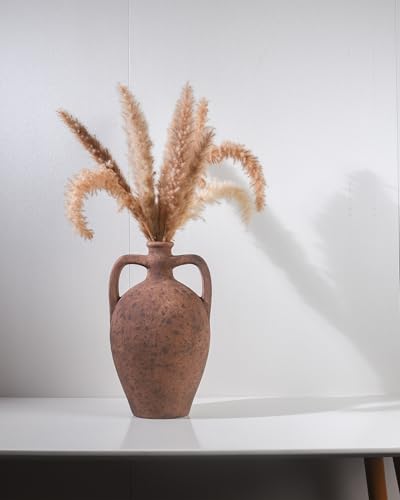 UPWOIGH 13.8in Terracotta Vase with Handles - color: Terracotta, size: 13.8''