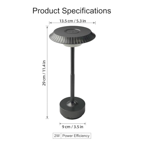 Goodoo Rechargeable Cordless Table Lamp, Touch Control LED Metal Table Light with 3 Color Modes Stepless Dimming, Portable Battery Powered Table Lamps for Outdoor/Patio/Restaurant/Camping (Grey) - color: Gray