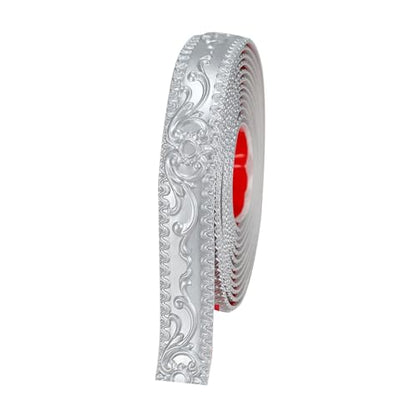 Flexible Wall Trim, Self Adhesive Peel and Stick Molding, Cabinet Border, Mirror Frame Trim (Silver) - color: Silver