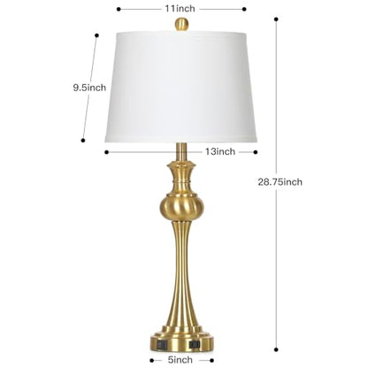 CINSARY Gold Table Lamps Set of 2, 29" Bedside Lamps for with USB C+A - color: Gold-set of 2