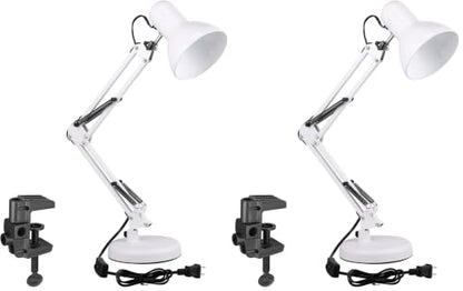 TORCHSTAR Metal Desk Lamp, Adjustable Swing Arm, E26, White (Pack of 2) - color: White, size: 1 Unit (Pack of 2)