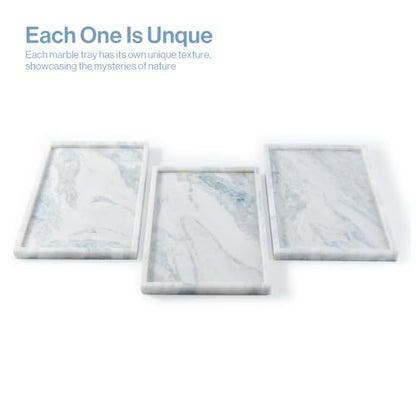 Natural Marble Bathroom Tray, 12"x8" Stone Vanity Decorative Counter Trays - color: 12"x8"-namib Sky