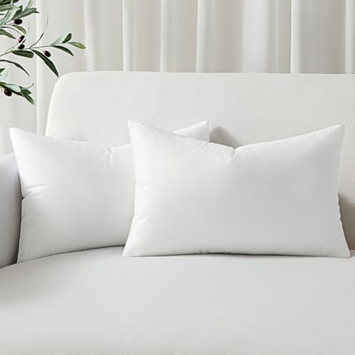 MIULEE Set of 2 Throw Pillow Inserts 12x20 Inch with 100% Virgin Filling - size: 12x20