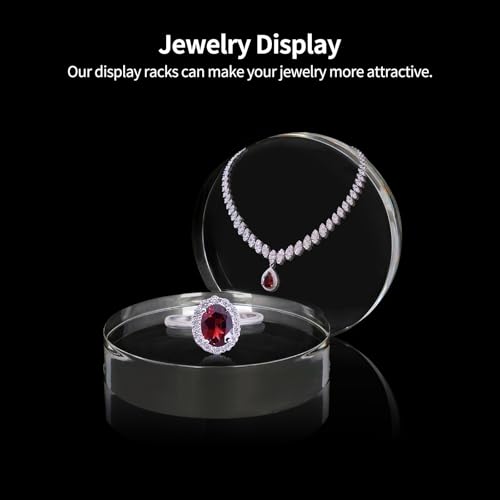 4 Pack Acrylic Round Display Blocks, 4 x 4 x 1 Inch Acrylic Base Stand for Display, Clear Polished Round Pedestal Stand Riser Cylinder Trophy Base for Table Showing