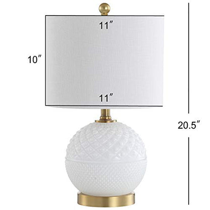 JONATHAN Y Julienne Hobnail Glass/Metal Table Lamp 20.5", White/Brass Gold