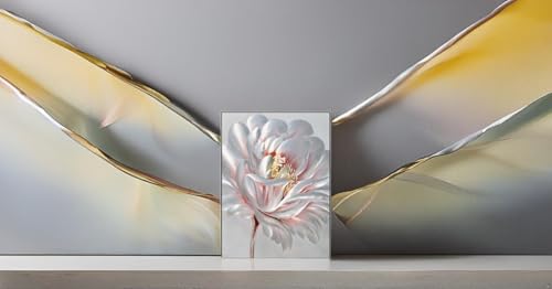 SYGALLERIER Abstract Silver Metal Wall Arts Hand Crafted 3D Floral Aluminum Artwork Modern Sculpture Contemporary Metallic Pictures Framed for Living Room Bedroom Bathroom Decor