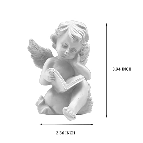 Asng Cherubs Angels Resin Garden Statue Figurine, Adorable Angel Sculpture Memorial Statue, Indoor Outdoor Home Garden Decoration (Reading Cherub)