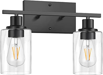 ShineTech 2-Light Bathroom Vanity Light, Matte Black Modern Wall Sconce - color: Black
