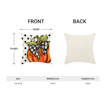 BETGINY Fall Throw Pillow Covers 18x18 Inch Set of 2 Polka Dot Pumpkin - color: Black Orange, size: 18" x 18" (Pack of 2)