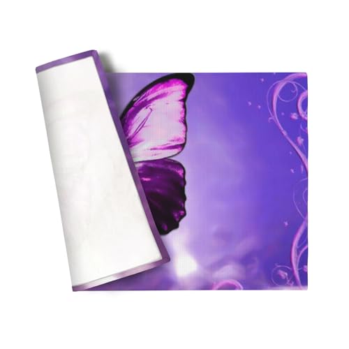 Purple Butterfly Placemats Set of 4 Linen Washable 12x18 inch - color: Butterfly