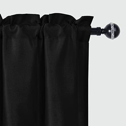JIUZHEN Black Valance Curtains for Window 1 Panel, 52 x 18 Inches - color: Black, size: 52"W x 18"L (Pack of 1)