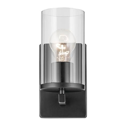 Kichler Crosby 1-Light Bathroom Wall Light, Black - color: Black, size: 1 Light, style: Clear Glass