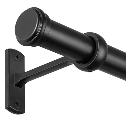Rose Home Fashion 1” Heavy Duty Adjustable Curtain Rod, 48-86 inch, Black - size: 48" to 86"