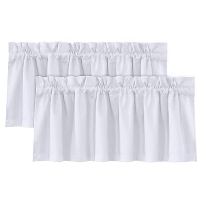H.VERSAILTEX 2 Panels White Valance for Windows, Natural Blackout Curtains Valances for Small Windows/Living Room/Bedroom/Bathroom Rod Pocket 52" W x 18" L, Greyish White，2 Packs - color: Greyish White