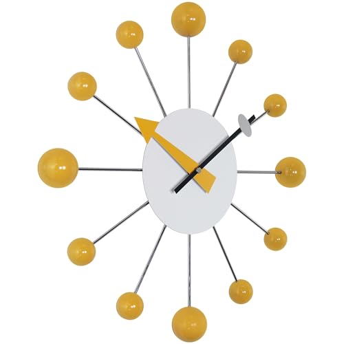 Infinity Instruments LTD. Orb Spoke Starburst Wall Clock, Saffron, 15" - color: Saffron