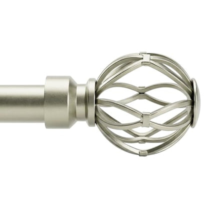 Nickel Curtain Rod 28 to 48 Inch, Heavy Duty Drapery Pole Iron Cage - color: Nickel, size: 18-64"