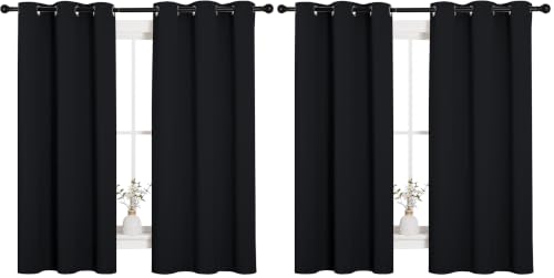NICETOWN Halloween Pitch Black Solid Thermal Insulated Grommet Blackout Curtains/Drapes for Bedroom Window (2 Panels, 42 inches Wide by 63 inches Long, Black) (Pack of 2) - color: Black, size: 42"W x 63"L (Pack of 4)
