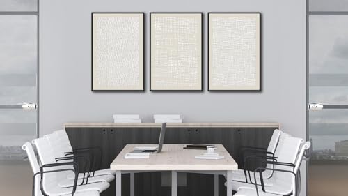 Large Framed Abstract Wall Art, Neutral Beige White Deocr, 16"x24"x3 - color: beige, size: 16"x24"x3 Framed