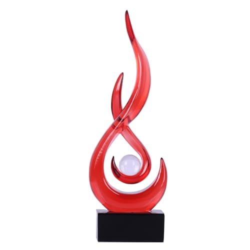 Modern Abstract Art Table Decoration,Resin Flame Statue Modern Centerpiece Ornaments for Living Room Great Gift Idea Home Decor,Collectibles (Red) - color: Red