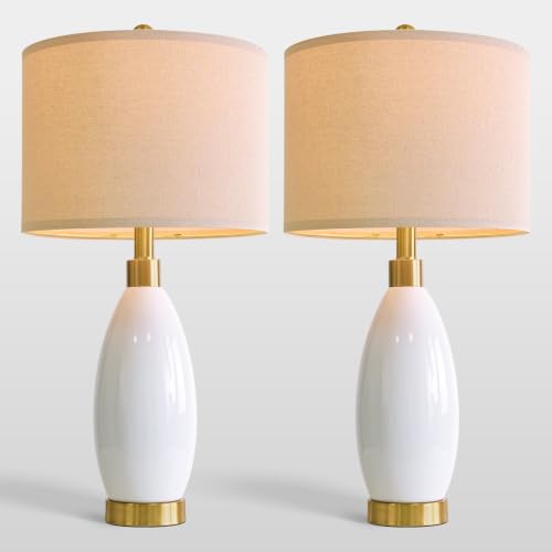 USumkky 24'' Ceramic Table Lamps Set of 2 for Bedroom Living Room White - color: 24" White-2 Pack