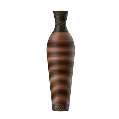 39" Hand-Woven PVC Rattan Floor Vase, Brown Tall Decorative Vase for Home Decor, Farmhouse Boho Entryway Living Room Office Statement Vase for Pampas Grass Dried Branch Display