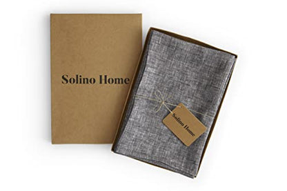 Solino Home 100% 리넨 냅킨 블랙 텍스처, 아테나 50.8 x 50.8cm(20 x 20인치), 4개 세트 - color: 21: 블랙 샴브레이, size: 20" x 20" (Set of 4)