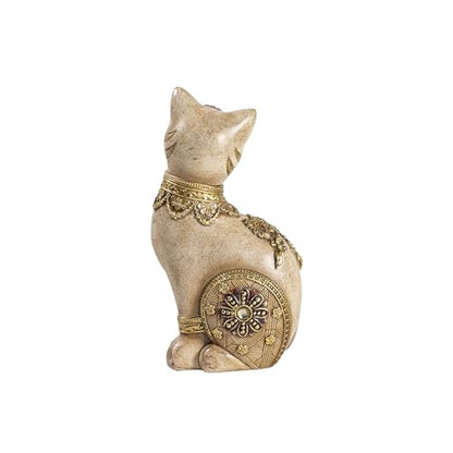 Cat Figurine, Resin Statue, 7.09in Ornate Wood Effect Home Decor