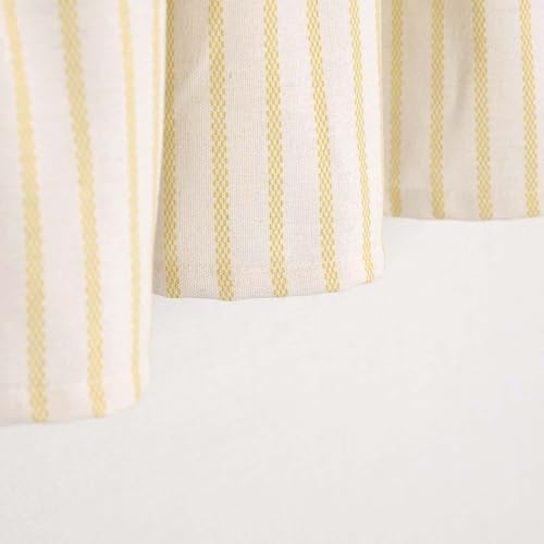 DOSLY Ides Farmhouse Rustic Cotton Valance Curtain, Yellow Striped Pleated Design with Coconut Buttons, Multi-Room Window Treatment for Kitchen Living Room Bedroom, 52" W x 18" L - color: Yellow & Yellow Stripe, size: 52"W x 18"L (Pack of 1)