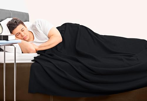Utopia Bedding 100% Cotton Thermal Blanket Black Twin, 90x72 Inches - color: Black, size: Twin