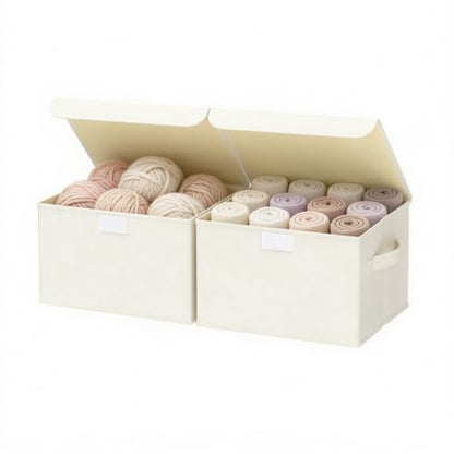 Storage Bin with Lid, Closet Boxes, 2 Pack, Beige, 10.2x7.9x6.7 In - color: Beige, size: Small（2 Pack）